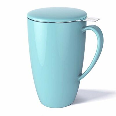 Sweese 201.102 Porcelain Tea Mug with Infuser and Lid, 400 ml, Turquoise